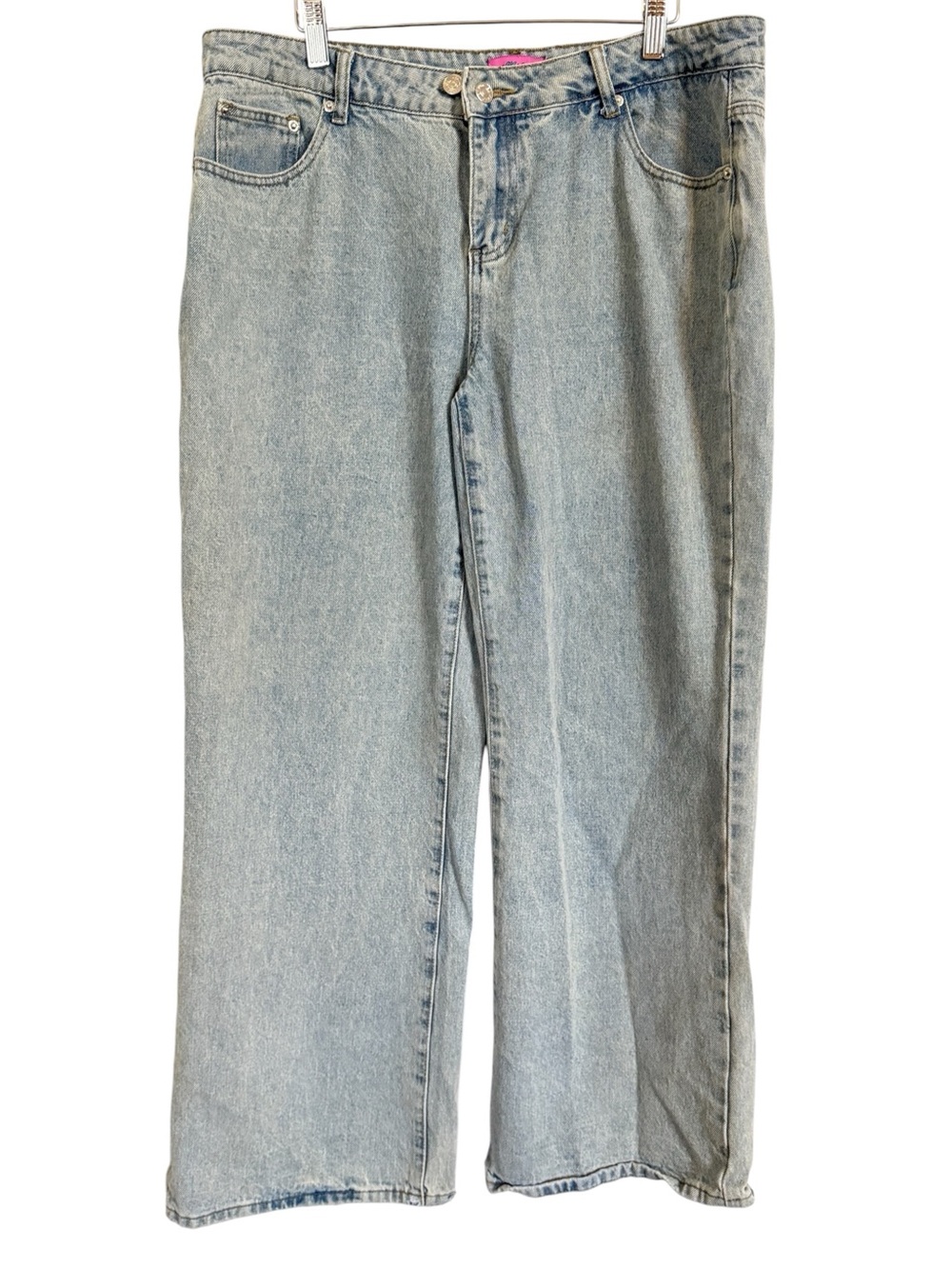 EDIKTED Light Wash Wide Leg Baggy Jeans Womens XL Y2K Double Button